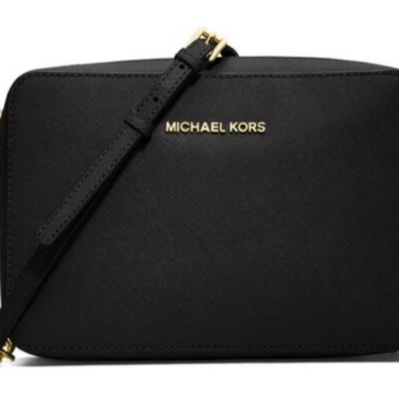 MICHAEL KORS Jet Set Item East West Shoulder Crossbody Camera Bag Black Gold - Picture 6 of 17